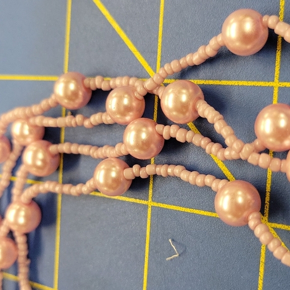 Pink Beaded 76" Necklace & Earrings Set - Picture 3 of 3